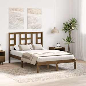 vidaXL mézbarna tömör fa ágykeret 120 x 200 cm