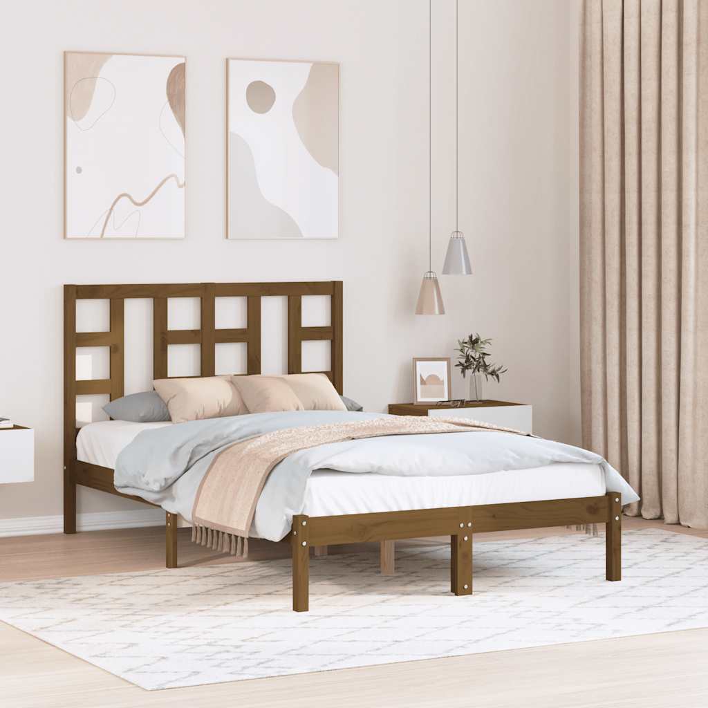 Cadre de lit Marron miel Bois massif 120x200 cm