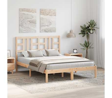 vidaXL S&auml;ngram massivt tr&auml; 140x200 cm