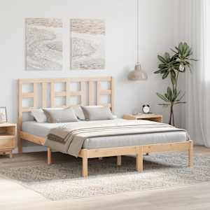 vidaXL S&auml;ngram massivt tr&auml; 140x200 cm