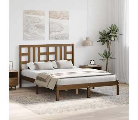 vidaXL Lovos rėmas, medaus rudas, 140x200cm, medienos masyvas