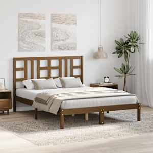 vidaXL Lovos rėmas, medaus rudas, 140x200cm, medienos masyvas