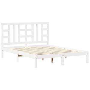 Rám postele bílý masivní dřevo 150 x 200 cm King Size - obrázek 2