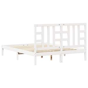 Rám postele bílý masivní dřevo 150 x 200 cm King Size - obrázek 7