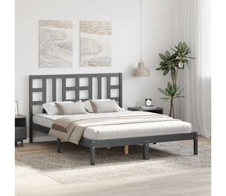 vidaXL Lovos rėmas, pilkas, 150x200cm, medienos masyvas, didelis