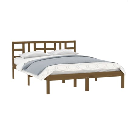 vidaXL Bedframe massief hout honingbruin 150x200 cm