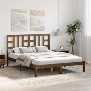 vidaXL Lovos rėmas, medaus rudas, 150x200cm, medienos masyvas, didelis