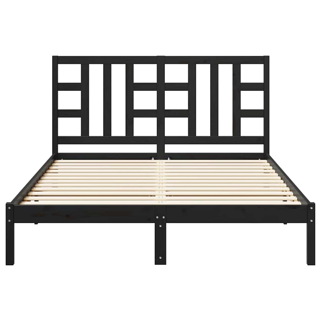 fekete tömör fa ágykeret 150 x 200 cm (5FT King Size)