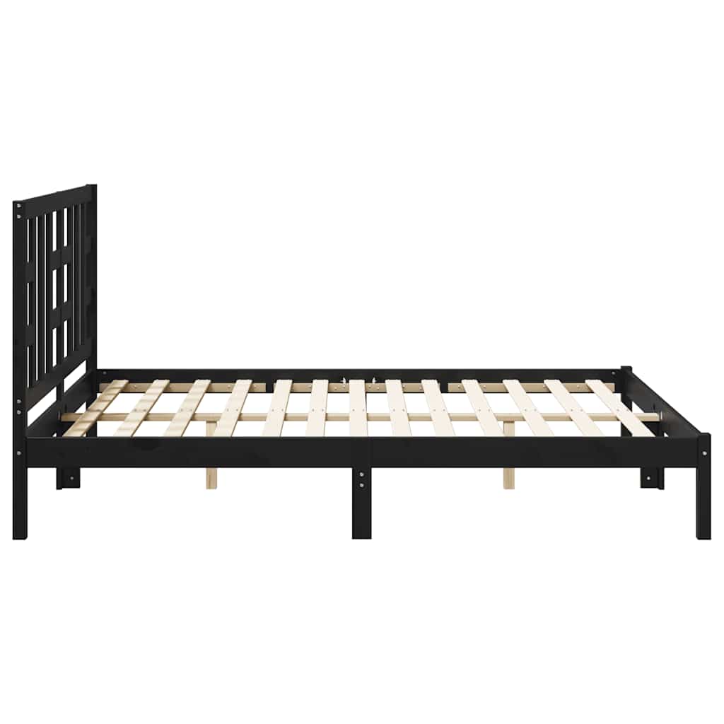 fekete tömör fa ágykeret 150 x 200 cm (5FT King Size)