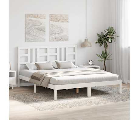 vidaXL Lovos rėmas, baltos spalvos, 160x200cm, medienos masyvas