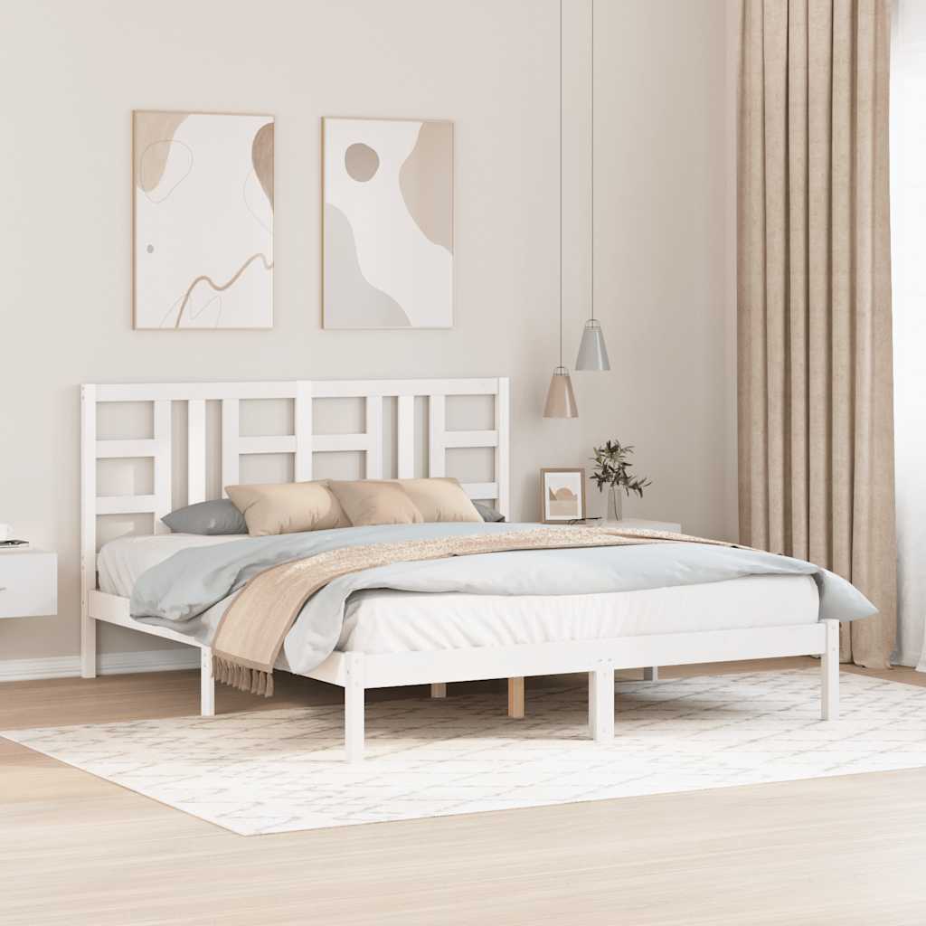 Cadre de lit Blanc Bois massif 160x200 cm