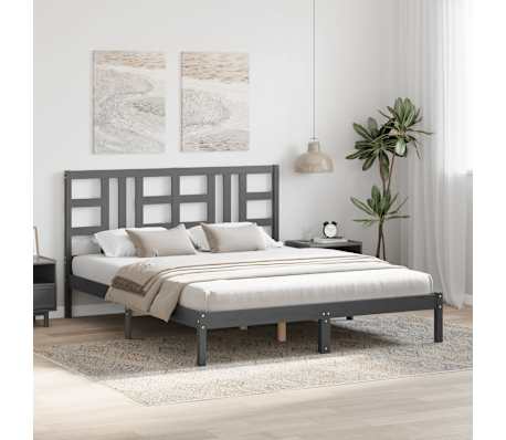 vidaXL Lovos rėmas, pilkos spalvos, 160x200cm, medienos masyvas