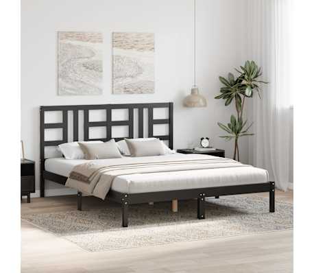 vidaXL Lovos rėmas, juodas, 160x200cm, medienos masyvas