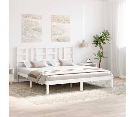 vidaXL Lovos rėmas, baltas, 180x200cm, medienos masyvas, itin didelis