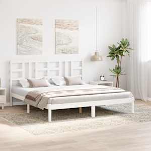 vidaXL Lovos rėmas, baltas, 180x200cm, medienos masyvas, itin didelis