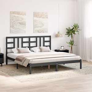 vidaXL Cadru de pat Super King, gri, 180x200 cm, lemn masiv