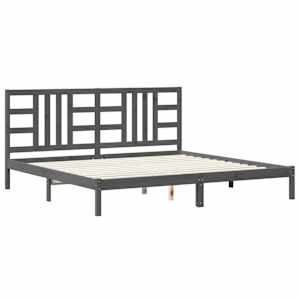 Rám postele šedý masivní dřevo 200 x 200 cm - obrázek 2