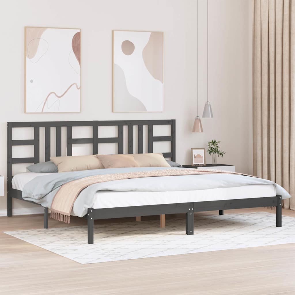 vidaXL Rama ��ka, szara, lite drewno, 200 x 200 cm