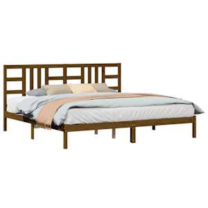 Rám postele medově hnědý masivní dřevo 200 x 200 cm - obrázek 3