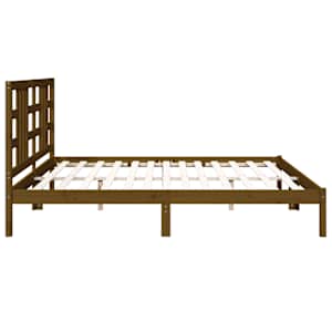 Rám postele medově hnědý masivní dřevo 200 x 200 cm - obrázek 6