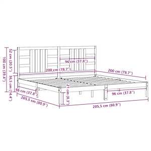 Rám postele medově hnědý masivní dřevo 200 x 200 cm - obrázek 9