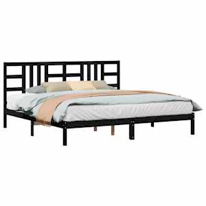 Rám postele černý masivní dřevo 200 x 200 cm - obrázek 3