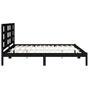 Rám postele černý masivní dřevo 200 x 200 cm - obrázek 6