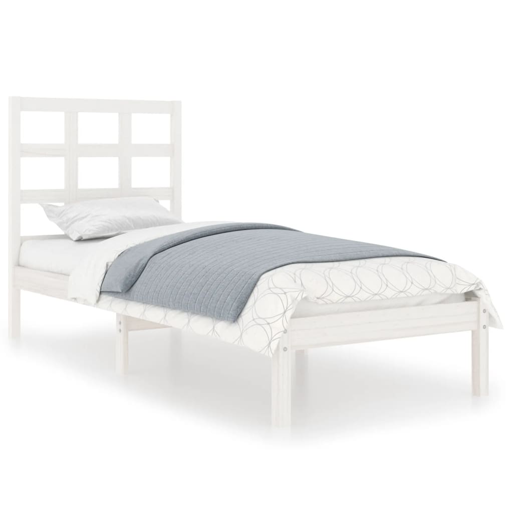 vidaXL Bedframe massief hout wit 75x190 cm 2FT6 Small Single