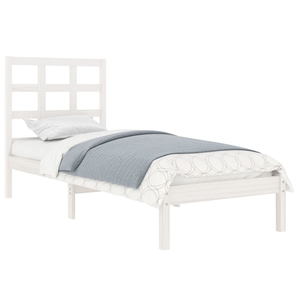 

vidaXL Bedframe massief hout wit 75x190 cm 2FT6 Small Single