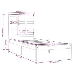 Rám postele bílý masivní dřevo 75 x 190 cm malé jednolůžko - obrázek 6