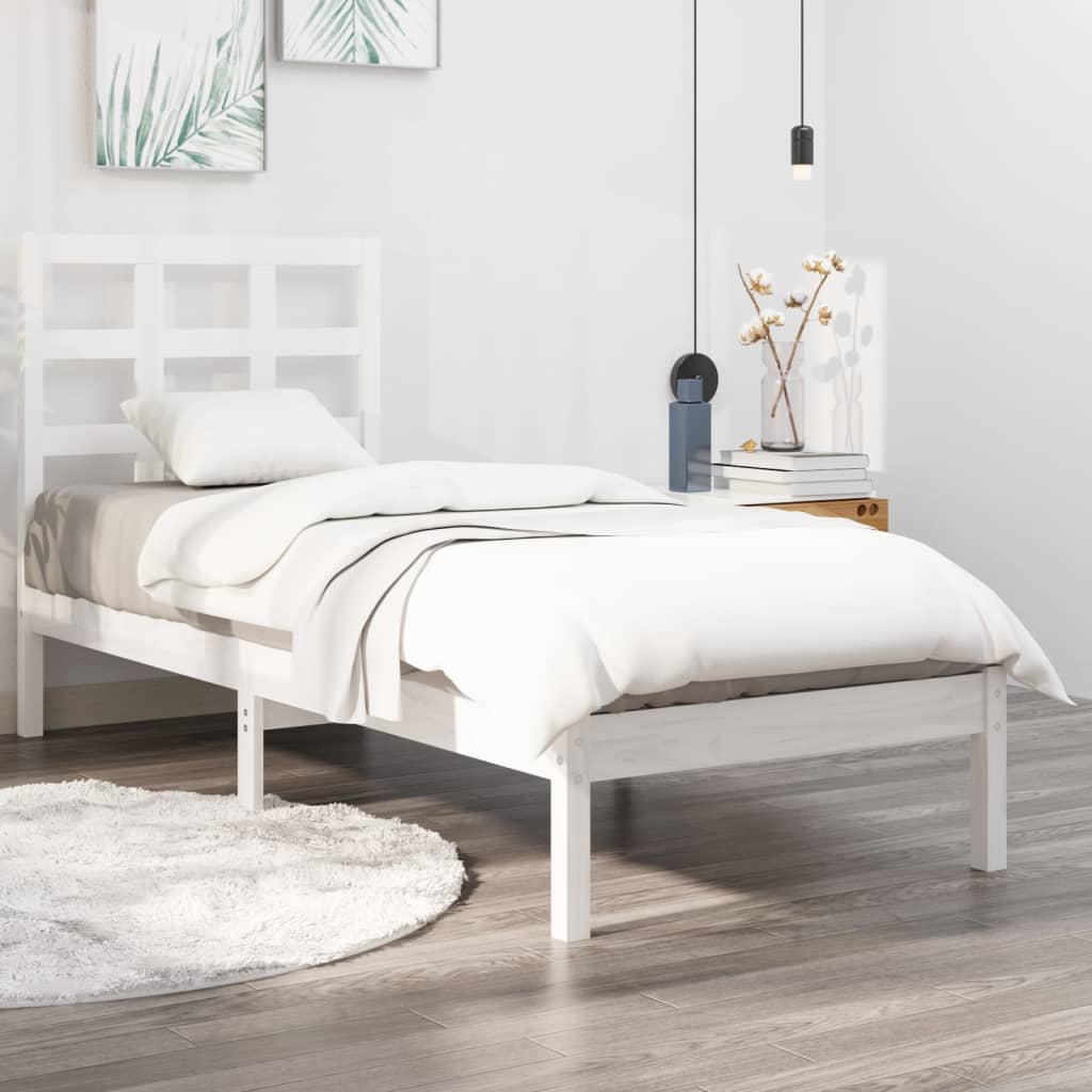 Rám postele bílý masivní dřevo 75 x 190 cm Small Single