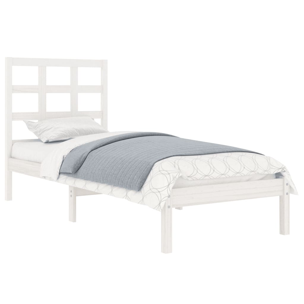 vidaXL Bedframe massief hout wit 90x190 cm afbeelding