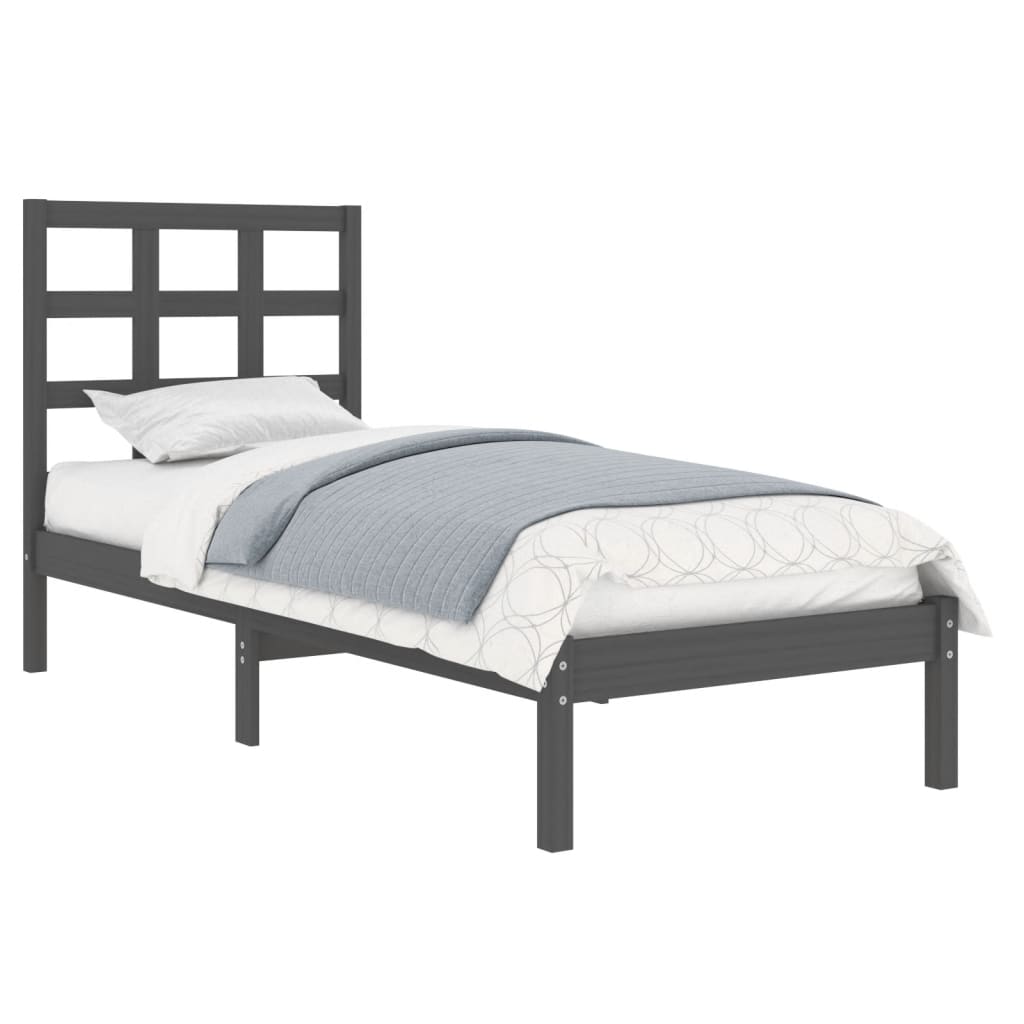 vidaXL Bedframe massief hout grijs 90x190 cm 3FT Single