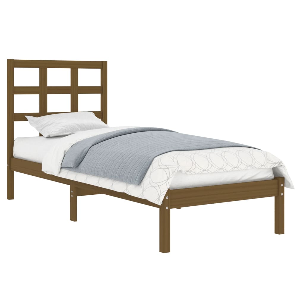 vidaXL Bedframe massief hout honingbruin 90x190 cm 3FT Single