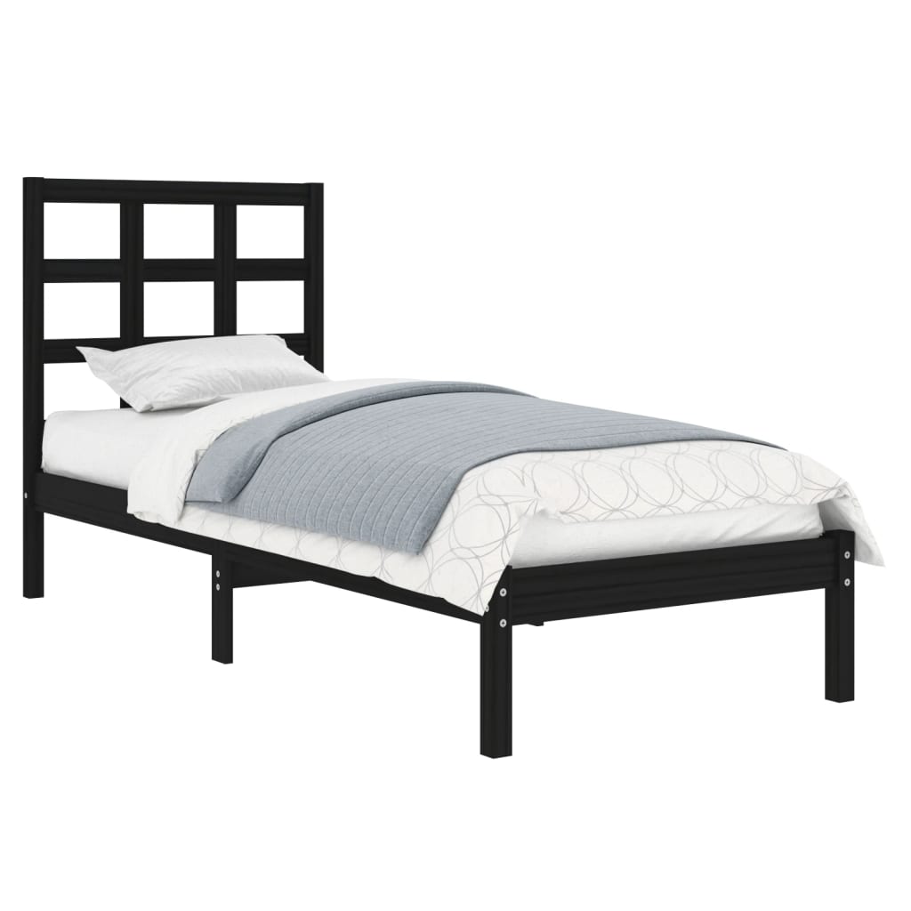 vidaXL Bedframe massief hout zwart 90x190 cm 3FT Single