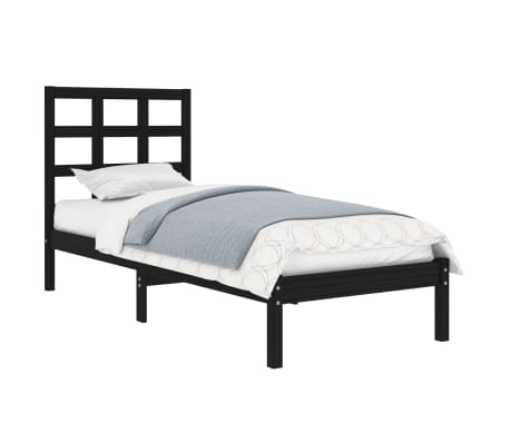 vidaXL Bed Frame without Mattress Black 90x190 cm Single Solid Wood