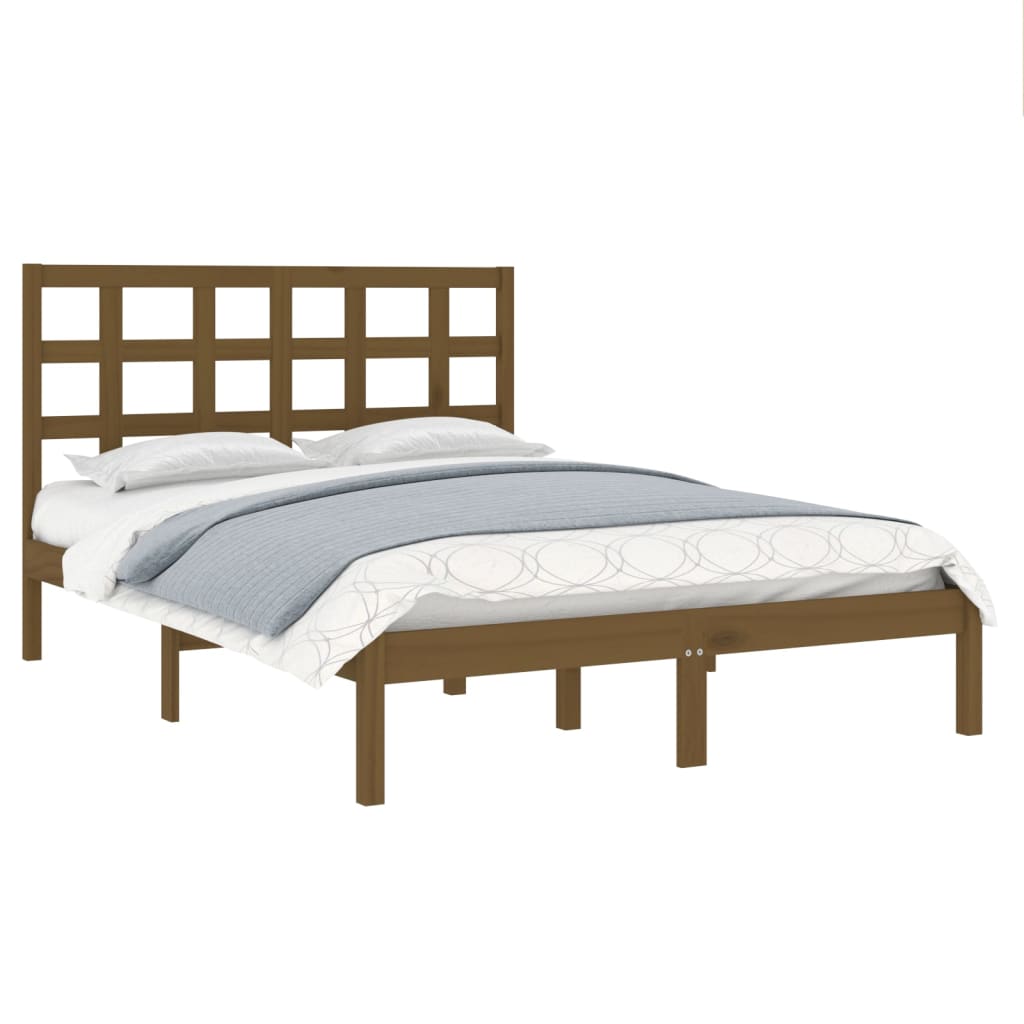 vidaXL Bedframe massief hout honingbruin 120x190 cm 4FT Small Double