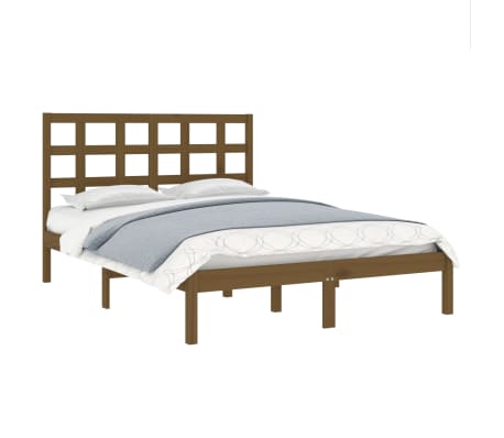 vidaXL Rám postele medově hnědý masivní dřevo 135 x 190 cm Double