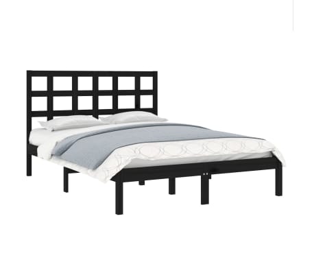 vidaXL Bed Frame without Mattress Black 135x190 cm Double Solid Wood