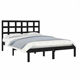 vidaXL Bed Frame without Mattress Black 135x190 cm Double Solid Wood