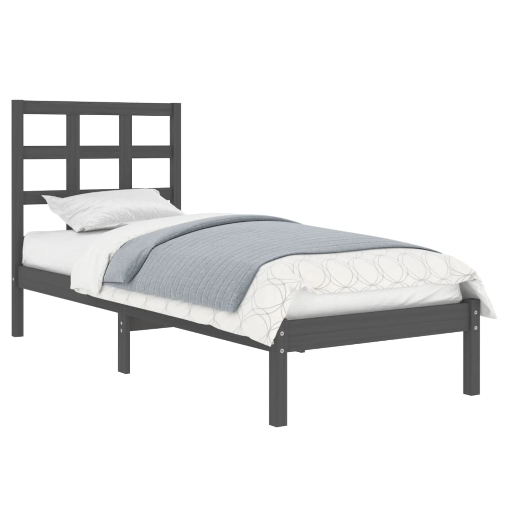 vidaXL Bedframe massief hout grijs 90x200 cm