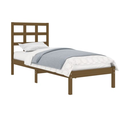 vidaXL Cadre de lit sans matelas marron miel 100x200 cm bois massif
