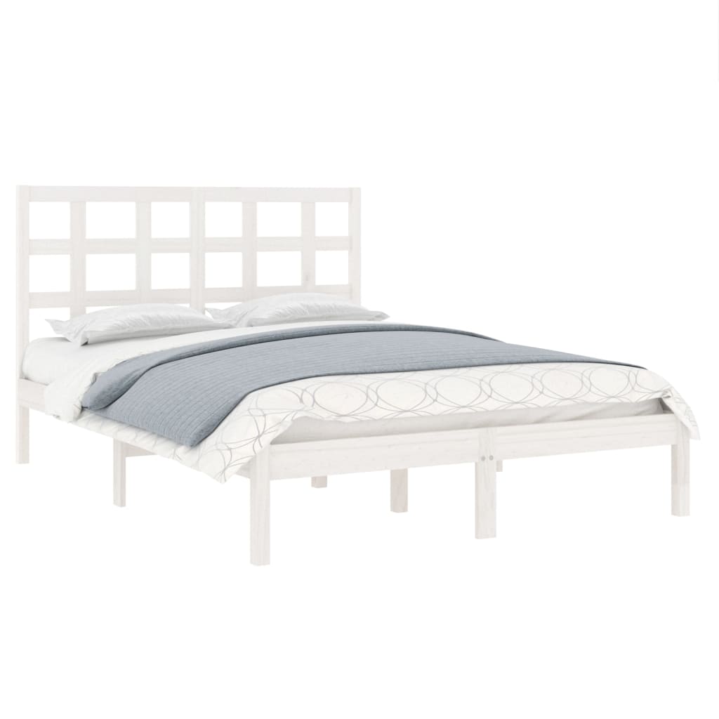 vidaXL Bedframe massief hout wit 140x200 cm afbeelding