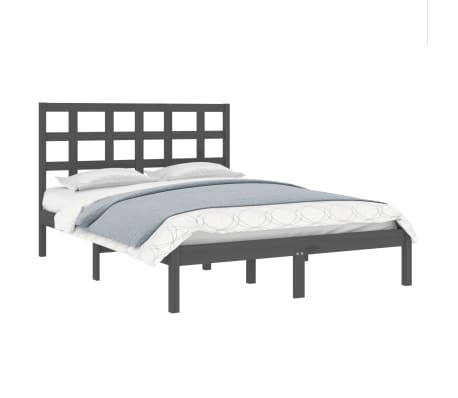 vidaXL Estructura de cama de madera maciza gris 140x200 cm