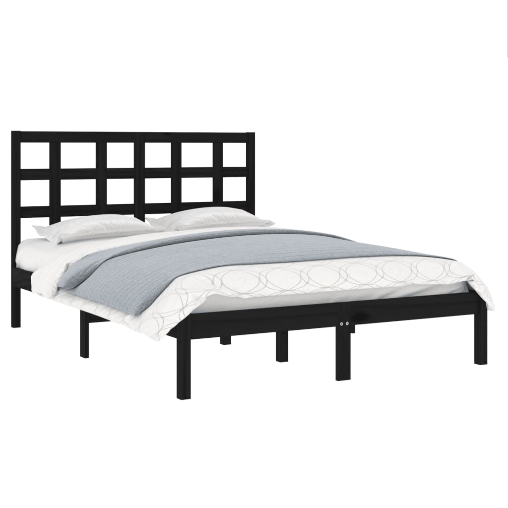 vidaXL Bedframe massief hout zwart 180x200 cm 6FT Super King