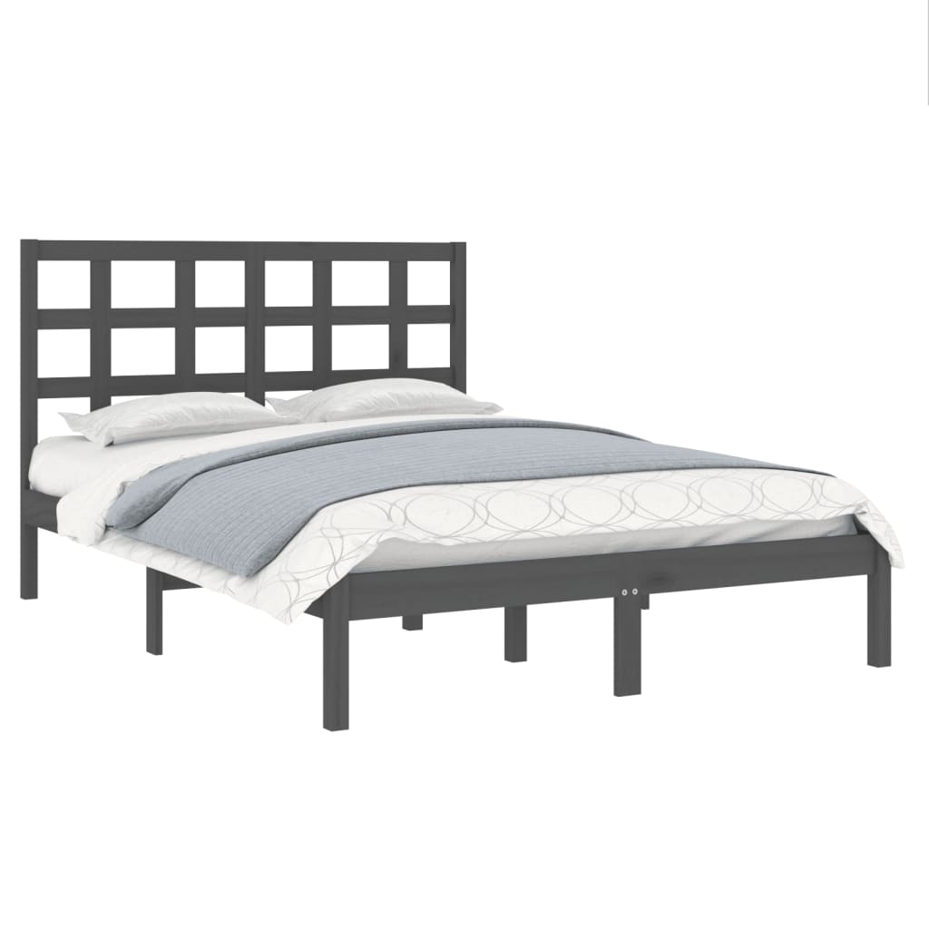 vidaXL Bedframe massief hout grijs 200x200 cm afbeelding