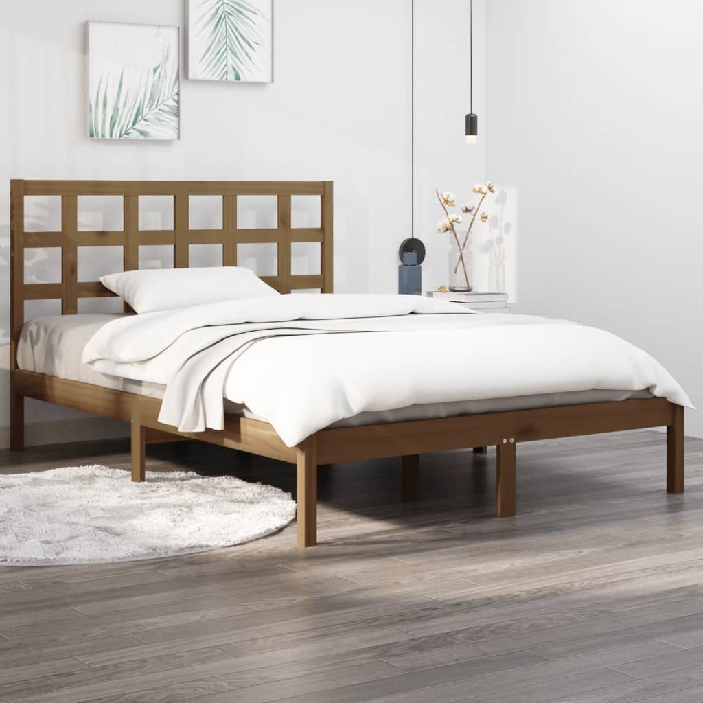 vidaXL Cadru de pat, maro miere, 200×200 cm, lemn masiv