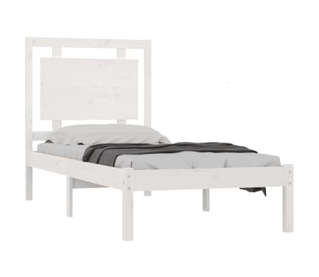 vidaXL Πλαίσιο Κρεβατιού Λευκό 75x190 εκ. Μασίφ Ξύλο Small Single