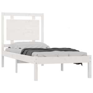 vidaXL Πλαίσιο Κρεβατιού Λευκό 75x190 εκ. Μασίφ Ξύλο Small Single
