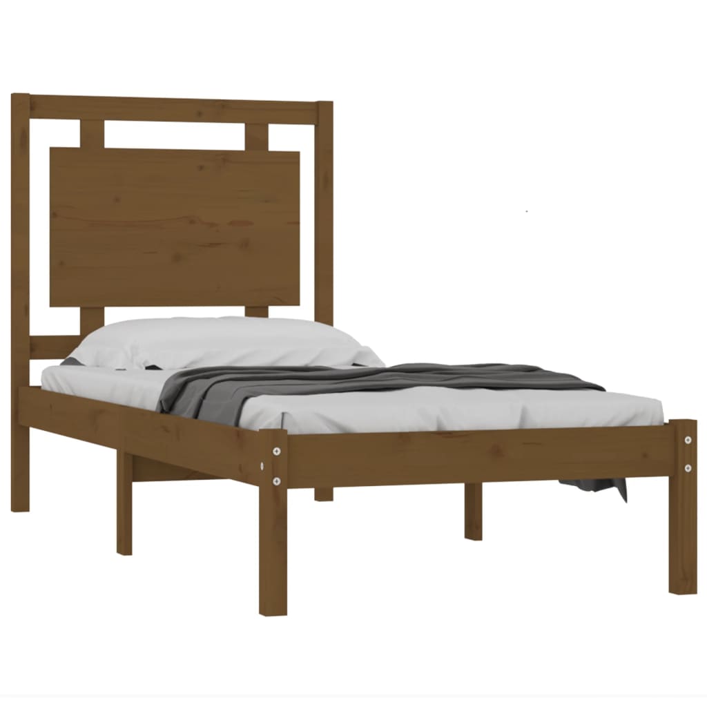 vidaXL Bed Frame Honey Brown Solid Wood 75x190 cm Small Single